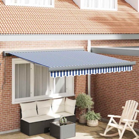 Toldo Retráctil Azul y 300 x 250 cm Tela y Metal