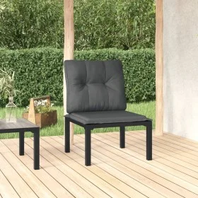 Garden chair with black and gray synthetic rattan cushions by vidaXL, Modular outdoor sofas - Ref: Foro24-362798, Price: 71,2...