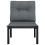 Gartenstuhl mit Kissen, synthetisches Rattan, schwarz und grau von vidaXL, Modulare Sofas für den Außenbereich - Ref: Foro24-...