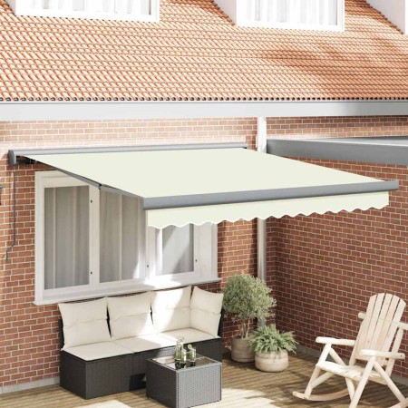 Toldo Retráctil Crema 300 x 250 cm Tela, Metal