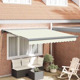 Toldo Retráctil Manual Crema 300 x 250 cm Tela, Metal