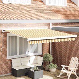 Toldo Retráctil Amarillo y 300 x 250 cm Tela y Metal Toldo Retráctil Amarillo y 300 x 250 cm Tela y Metal