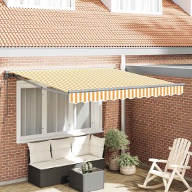 Toldo Retráctil Manual Amarillo y 300x250 cm tela