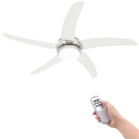 Ventilador de techo adornado con lámpara 128 cm blanco