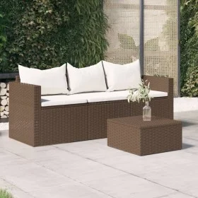 3-seater garden sofa with brown synthetic rattan cushions by vidaXL, Outdoor sofas - Ref: Foro24-362326, Price: 184,72 €, Dis...