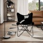 Silla mariposa de cuero auténtico negro y blanco