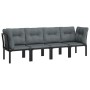 Gartenmöbel-Set 4-teilig aus schwarzem und grauem synthetischem Rattan von vidaXL, Modulare Sofas für den Außenbereich - Ref:...
