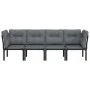 Gartenmöbel-Set 4-teilig aus schwarzem und grauem synthetischem Rattan von vidaXL, Modulare Sofas für den Außenbereich - Ref:...