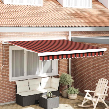 Toldo Retráctil Naranja y Marrón 300 x 250 cm Tela y Metal