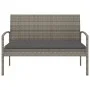 Banco de jardín con cojín ratán sintético gris 105 cm de vidaXL, Bancos de jardín - Ref: Foro24-362167, Precio: 119,38 €, Des...