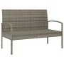 Banco de jardín con cojín ratán sintético gris 105 cm de vidaXL, Bancos de jardín - Ref: Foro24-362167, Precio: 119,38 €, Des...