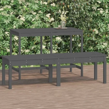 2-Sitzer-Gartenbank, massives graues Kiefernholz, 159,5 x 44 x 45 cm von vidaXL, Gartenbänke - Ref: Foro24-824013, Preis: 69,...