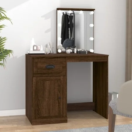 Dressing table with LED oak brown plywood 90x50x132.5cm by vidaXL, Bedroom Dressers - Ref: Foro24-816775, Price: 102,61 €, Di...