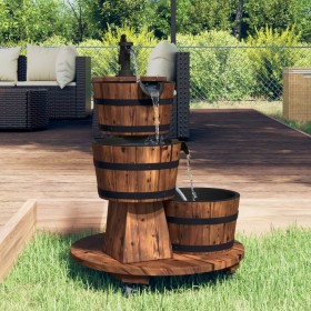 Fuente de agua con bomba y ruedas madera de abeto 55x55x80 cm