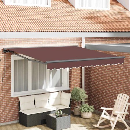 Toldo Retráctil Manual Marrón 300x250 cm tela