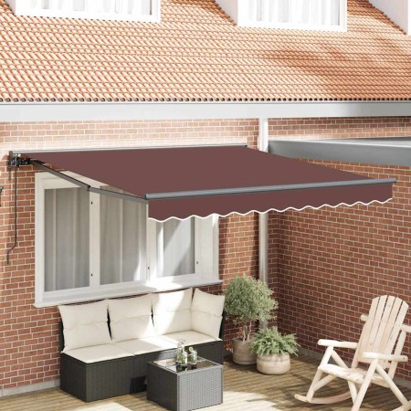 Toldo Retráctil Manual Marrón 300x250 cm tela