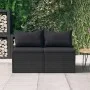 Central garden sofas with 2 black synthetic rattan cushions by vidaXL, Outdoor sofas - Ref: Foro24-362332, Price: 130,87 €, D...