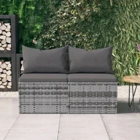 Central garden sofas with cushions 2 units gray synthetic rattan by vidaXL, Outdoor sofas - Ref: Foro24-362333, Price: 118,82...