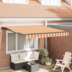 Toldo Retráctil Manual Amarillo y Naranja 300x250 cm tela Toldo Retráctil Manual Amarillo y Naranja 300x250 cm tela
