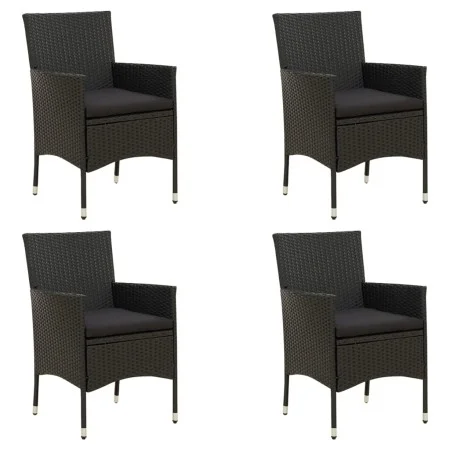 Gartenstühle 4-teilig mit schwarzen synthetischen Rattankissen von vidaXL, Gartenstühle - Ref: Foro24-316689, Preis: 282,32 €...