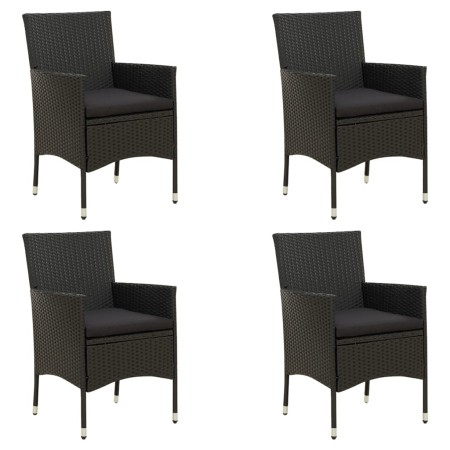 Gartenstühle 4-teilig mit schwarzen synthetischen Rattankissen von vidaXL, Gartenstühle - Ref: Foro24-316689, Preis: 300,62 €...