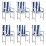 Kissen für niedrige Rückenlehne, 6 Stück, blau-weiß gestreifter Stoff von vidaXL, Kissen für Stühle und Sofas - Ref: Foro24-3...