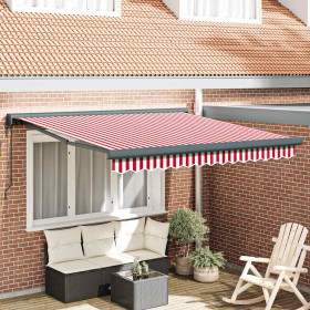 Toldo Retráctil Manual red and white 300 x 250 cm Tela, Metal