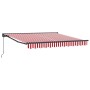 Toldo Retráctil Manual Rayas rojas y blancas 300x250 cm tela