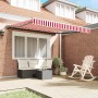 Toldo Retráctil Manual Rayas rojas y blancas 300x250 cm tela