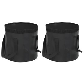 Folding buckets 2 units black PVC 20 L by vidaXL, camping tools - Ref: Foro24-364312, Price: 24,39 €, Discount: %