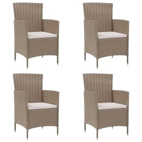 Gartenstühle mit Kissen 4 Einheiten beiges synthetisches Rattan von vidaXL, Gartenstühle - Ref: Foro24-316692, Preis: 279,86 ...