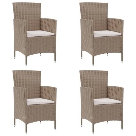 Gartenstühle mit Kissen 4 Einheiten beiges synthetisches Rattan von vidaXL, Gartenstühle - Ref: Foro24-316692, Preis: 284,08 ...