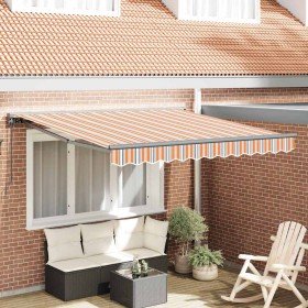 Toldo Retráctil Manual Rayas Multicolor 300x250 cm tela Toldo Retráctil Manual Rayas Multicolor 300x250 cm tela