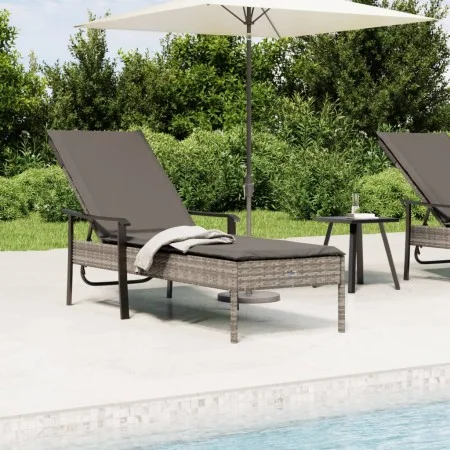 Lounger with synthetic rattan cushion with gray cushion by vidaXL, Garden sets - Ref: Foro24-362807, Price: 119,40 €, Discoun...