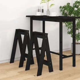 Hocker 2 Einheiten aus massivem schwarzem Kiefernholz 40x40x75 cm von vidaXL, Klapphocker und Stühle - Ref: Foro24-823673, Pr...