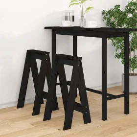 Stools 2 units solid black pine wood 40x40x75 cm by vidaXL, Folding stools and chairs - Ref: Foro24-823673, Price: 42,37 €, D...