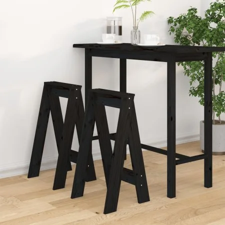 Stools 2 units solid black pine wood 40x40x75 cm by vidaXL, Folding stools and chairs - Ref: Foro24-823673, Price: 42,37 €, D...