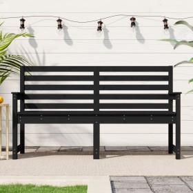 Banco de jardín madera maciza pino negro 159,5x48x91,5 cm