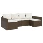 Set muebles de jardín 2 piezas y cojines ratán sintético marrón