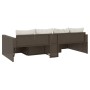 Set muebles de jardín 2 piezas y cojines ratán sintético marrón