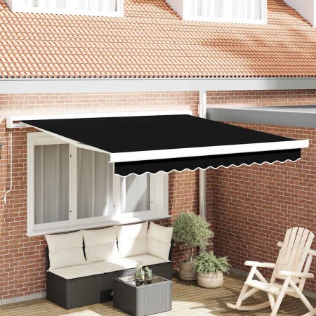 Toldo Retráctil Negro 300 x 250 cm Tela, Metal