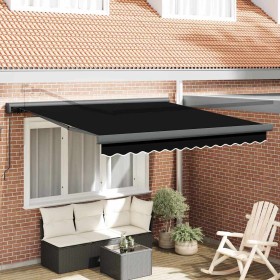Toldo Retráctil Negro 300 x 250 cm Tela, Metal