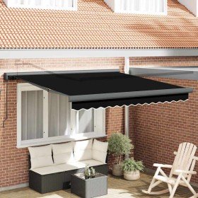 Toldo Retráctil Negro 300 x 250 cm Tela, Metal Toldo Retráctil Negro 300 x 250 cm Tela, Metal