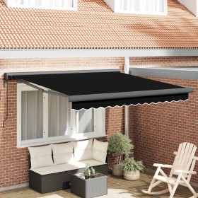 Toldo Retráctil Manual Negro 300 x 250 cm Tela, Metal