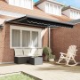 Toldo Retráctil Manual Negro 300 x 250 cm Tela, Metal