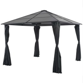 Gazebo with aluminum curtains 3x3 m black by vidaXL, Tents and gazebos - Ref: Foro24-44640, Price: 580,20 €, Discount: %