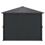 Cenador con cortinas aluminio 3x3 m negro