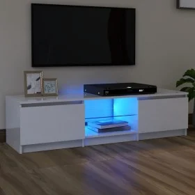 Mueble de TV con luces LED blanco brillante 140x40x35,5 cm de vidaXL, Muebles TV - Ref: Foro24-804298, Precio: 112,37 €, Desc...