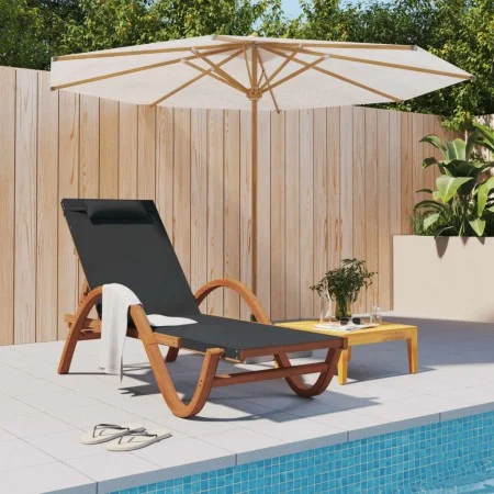 Lounger with gray textilene cushion and solid poplar wood by vidaXL, Loungers - Ref: Foro24-363476, Price: 190,08 €, Discount: %