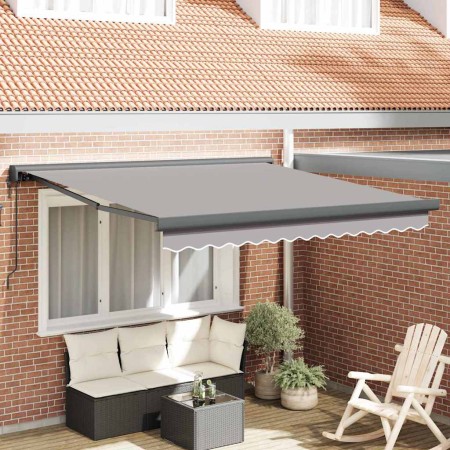 Toldo Retráctil Manual Gris claro 300 x 250 cm Tela, Metal